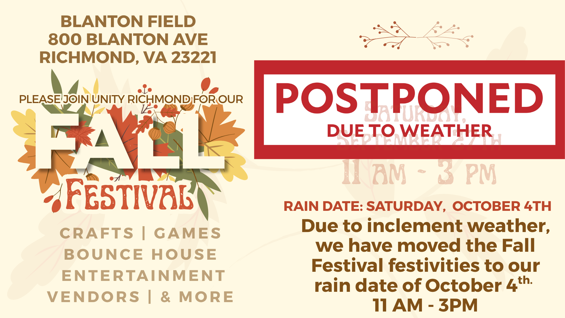 Fall Festival Rain Date